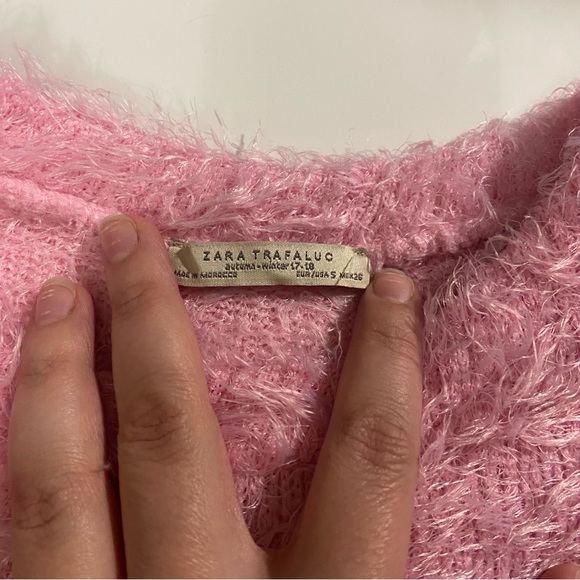 Zara pink fuzzy top size S barley worn - Picture 5 of 6